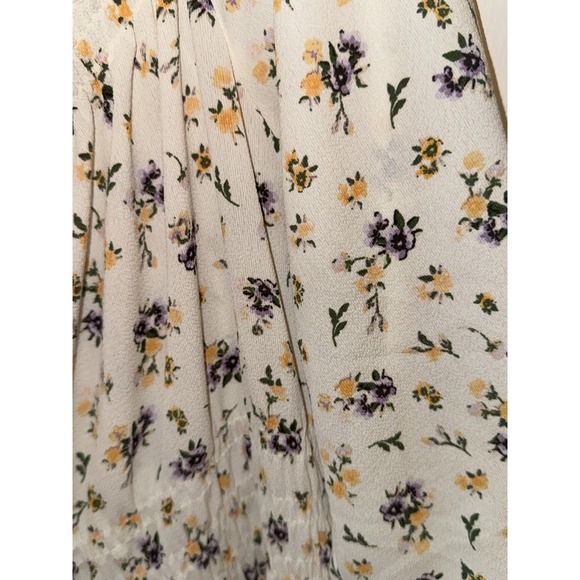 H&M Womens Casual Dress Sz XL White Floral Print Off Shoulder 1/3Balloon Sleeve - Picture 6 of 11